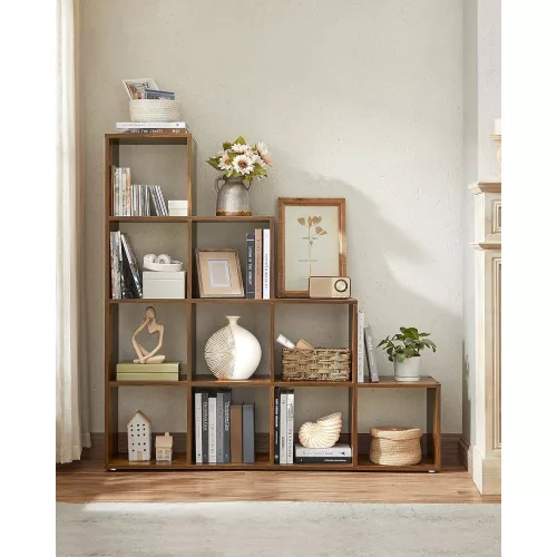 vasagle-biblioteca-raft-separator-de-camera-maro-rustic-129x129x29cm