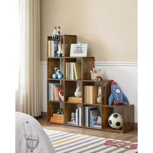 vasagle-biblioteca-raft-separator-de-camera-maro-rustic-129x129x29cm