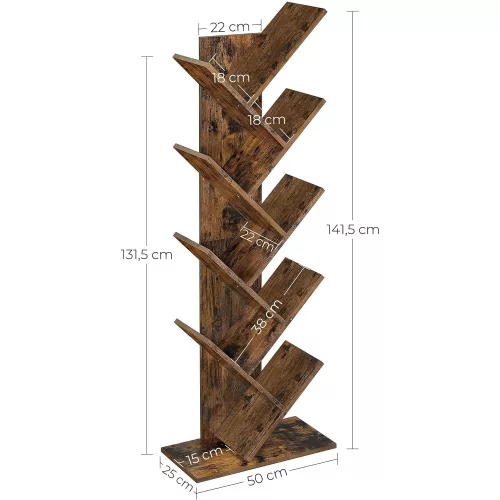 vasagle-raft-de-carti-raft-in-picioare-maro-rustic-50x25x141cm