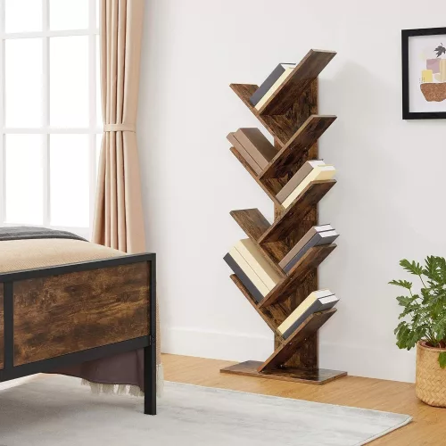 vasagle-raft-de-carti-raft-in-picioare-maro-rustic-50x25x141cm