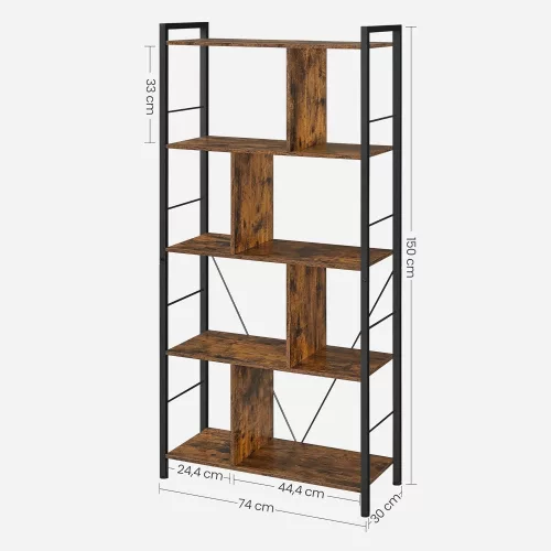 vasagle-raft-de-depozitare-maro-rustic-150x74x30cm