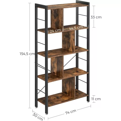 vasagle-raft-de-depozitare-maro-rustic-154x74x30cm