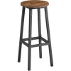 Scaune de bar 2 buc, cadru metalic cu suport pentru picioare, maro-negru rustic,