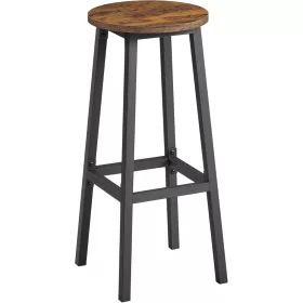   Scaune de bar 2 buc, cadru metalic cu suport pentru picioare, maro-negru rustic,