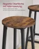 Scaune de bar 2 buc, cadru metalic cu suport pentru picioare, maro-negru rustic,