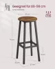 Scaune de bar 2 buc, cadru metalic cu suport pentru picioare, maro-negru rustic,