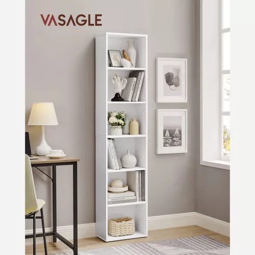 vasagle-raft-de-carti-stil-scandinav-6-niveluri-alb-40x24x178cm