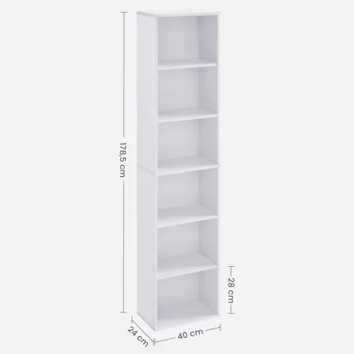 vasagle-raft-de-carti-stil-scandinav-6-niveluri-alb-40x24x178cm