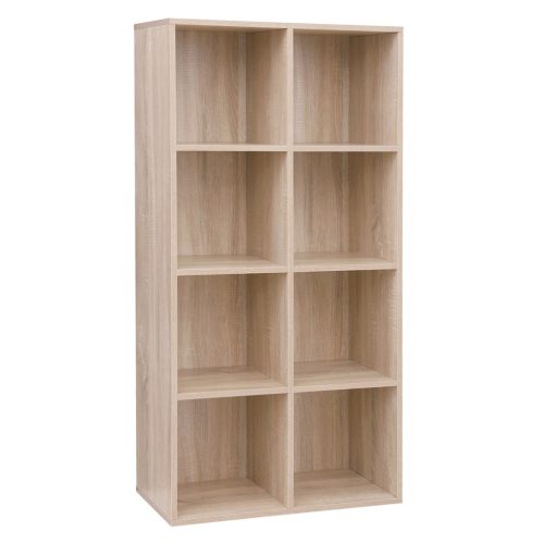 vasagle-raft-de-carti-raft-de-depozitare-8-compartimente-stejar-65x30x129cm