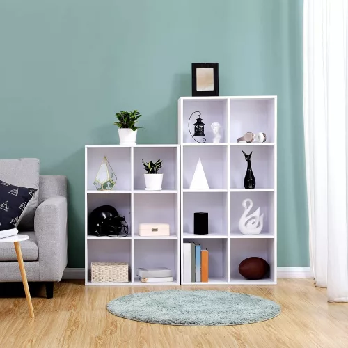 vasagle-biblioteca-raft-depozitare-8-compartimente-alb-65x30x129cm