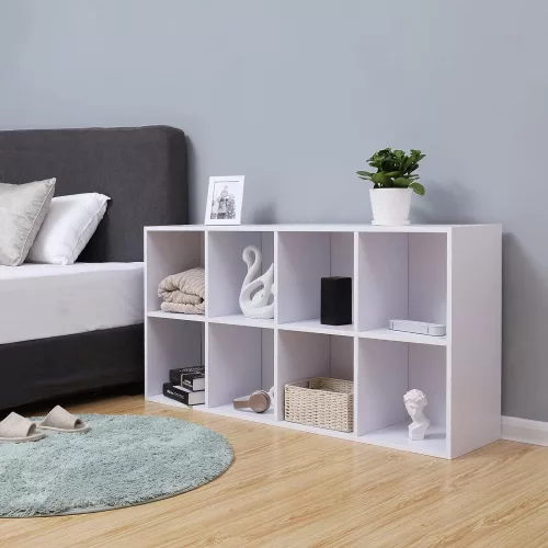 vasagle-biblioteca-raft-depozitare-8-compartimente-alb-65x30x129cm