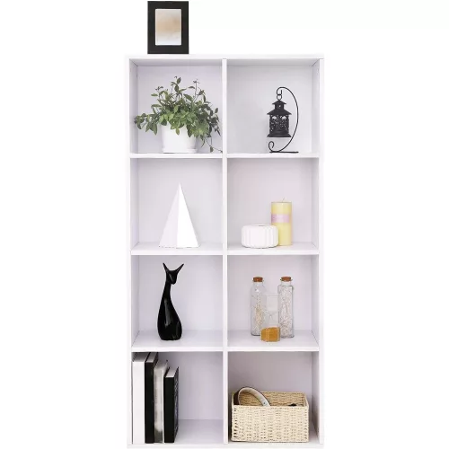 vasagle-biblioteca-raft-depozitare-8-compartimente-alb-65x30x129cm
