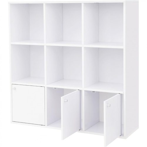 vasagle-raft-de-carti-raft-de-depozitare-cu-3-usi-alb-97x97x29cm