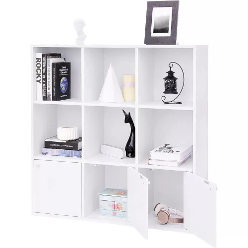 vasagle-raft-de-carti-raft-de-depozitare-cu-3-usi-alb-97x97x29cm