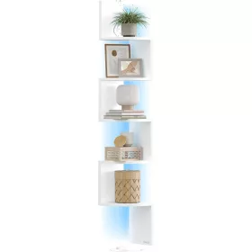   Raft colțar, cu iluminare RGB LED, 5 niveluri, alb mat, 20x20x126 cm