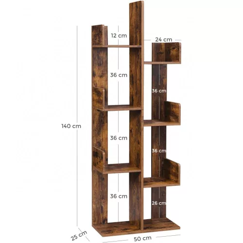 vasagle-raft-de-depozitare-maro-rustic-50x25x140cm