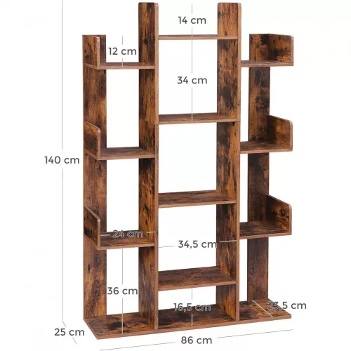 vasagle-raft-de-depozitare-maro-rustic-86x25x140cm