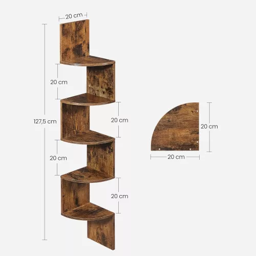 vasagle-raft-de-colt-in-zigzag-cu-5-niveluri-maro-rustic-20x20x127cm