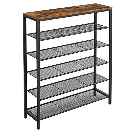 vasagle-raft-depozitare-pantofi-cu5-rafturi-din-plasa-metalica-negru-100x30x110cm