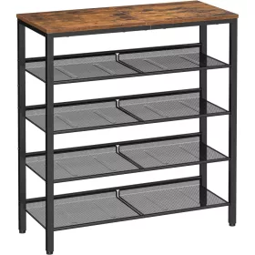 vasagle-raft-depozitare-pantofi-cu4-rafturi-din-plasa-metalica-maro-rustic-937530cm