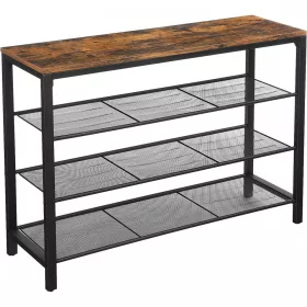 vasagle-raft-depozitare-pantofi4-niveluri-maro-rustic-100x30x72cm