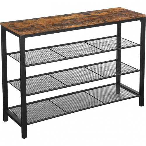 vasagle-raft-depozitare-pantofi4-niveluri-maro-rustic-100x30x72cm