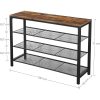 vasagle-raft-depozitare-pantofi4-niveluri-maro-rustic-100x30x72cm
