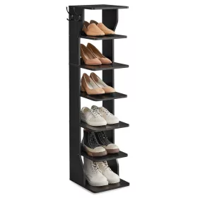   Raft pentru depozitarea pantofilor, îngust, cu 6 niveluri, pentru spații mici, negru 60x24x180cm