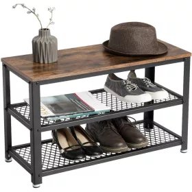 vasagle-bancheta-depozitare-pantofi-cu-doua-niveluri-de-depozitare-maro-rustic-73x30x45cm