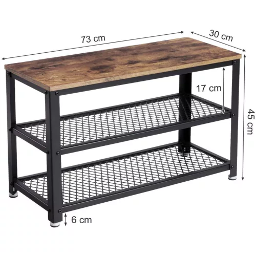 vasagle-bancheta-depozitare-pantofi-cu-doua-niveluri-de-depozitare-maro-rustic-73x30x45cm