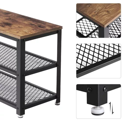 vasagle-bancheta-depozitare-pantofi-cu-doua-niveluri-de-depozitare-maro-rustic-73x30x45cm