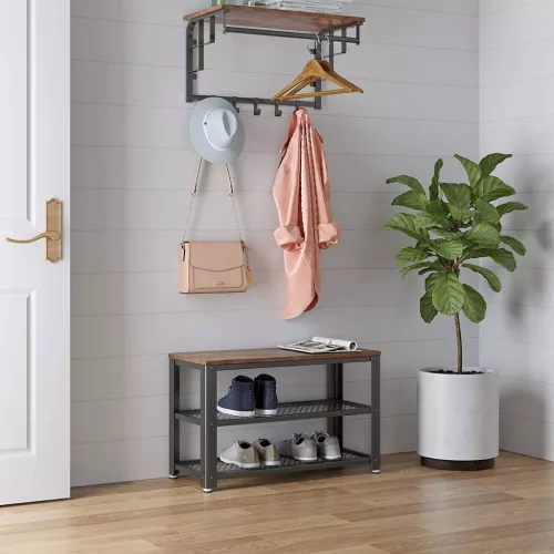 vasagle-bancheta-depozitare-pantofi-cu-doua-niveluri-de-depozitare-maro-rustic-73x30x45cm