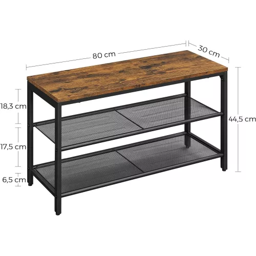 vasagle-bancheta-depozitare-pantofi-cu-doua-niveluri-de-depozitare-maro-rustic-80x30x44cm