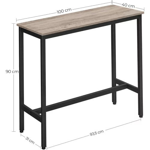 vasagle-masa-de-bar-de-bucatarie-gri-100x40x90cm