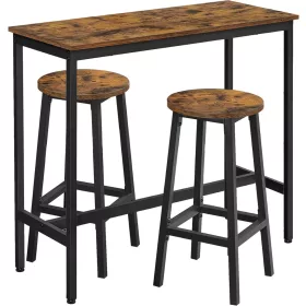 Set masă de bar cu două scaune, maro 120x60x90cm