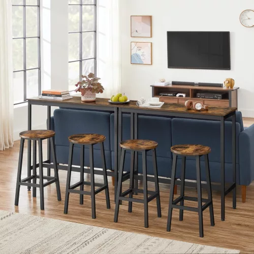 Set masă de bar cu două scaune, maro 120x60x90cm