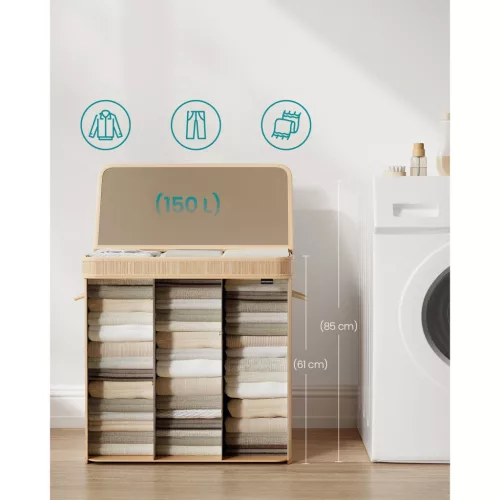 Coș de rufe din bambus, 150L