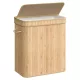 Coș de rufe din bambus cu capac, sac detașabil și lavabil, 100L, bej natural, 54.5 x