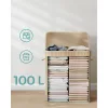 Coș de rufe din bambus cu capac, sac detașabil și lavabil, 100L, bej natural, 54.5 x