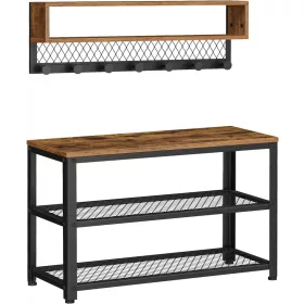 vasagle-bancheta-depozitare-pantofi-cuier-haine-maro-rustic