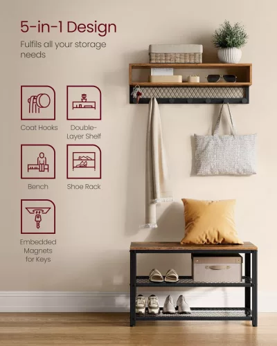 vasagle-bancheta-depozitare-pantofi-cuier-haine-maro-rustic