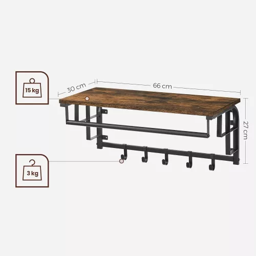 vasagle-raft-de-perete-cu-carlige-maro-rustic-66x30x27cm