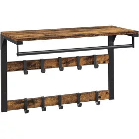 vasagle-raft-de-perete-cu-10-carlige-mobile-maro-rustic-30x80x42cm