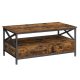 vasagle-masuta-de-cafea-cu-doua-sertare-raft-de-depozitare-cadru-din-otel-maro-rustic