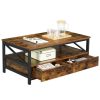 vasagle-masuta-de-cafea-cu-suport-pentru-ziare-si-sertare-maro-rustic-106x60x45cm