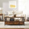 vasagle-masuta-de-cafea-cu-suport-pentru-ziare-si-sertare-maro-rustic-106x60x45cm