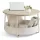 Masă de cafea rotundă cu spațiu de depozitare, cadru metalic modern, bej 75 x 75 x 45