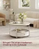 Masă de cafea rotundă cu spațiu de depozitare, cadru metalic modern, bej 75 x 75 x 45