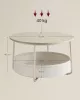 Masă de cafea rotundă cu spațiu de depozitare, cadru metalic modern, bej 75 x 75 x 45