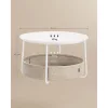 Masă de cafea, rotundă, cu spațiu de depozitare, stil modern, alb și maro deschis, 80 cm